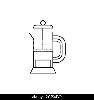 Appuyez sur l'icône française cafetière Illustration de Vecteur