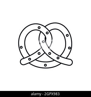 Style du contour, l'icône de bretzel Illustration de Vecteur