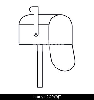 Ouvrir la boîte aux lettres, l'icône de style contour Illustration de Vecteur