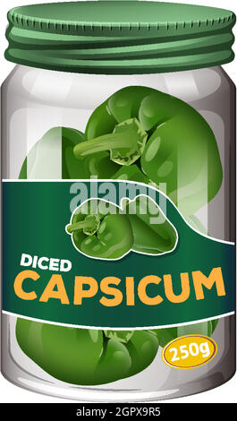 Capsicum conserver dans un pot en verre Illustration de Vecteur