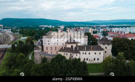 Vue aérienne du château de Zvolen, Slovaquie Banque D'Images