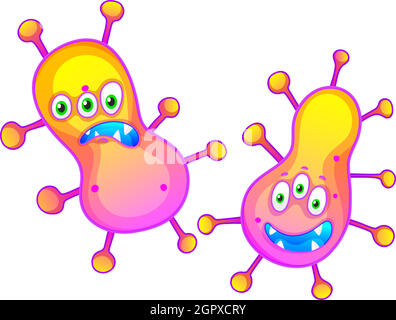 Bactéries avec expressions faciales Illustration de Vecteur