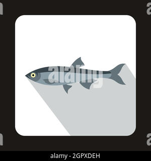 Dans l'icône poisson hareng style plat Illustration de Vecteur