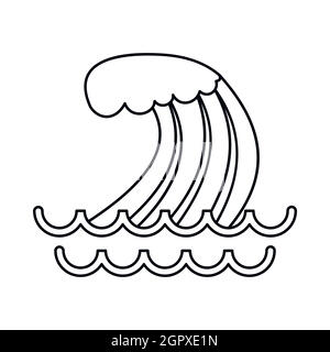 Vague de tsunami, l'icône de style contour Illustration de Vecteur