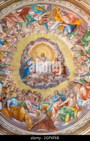 ROME, ITALIE - 30 AOÛT 2021: Le détail de la coupole de Cappella Salviati - Jésus dans la gloire dans l'église Chiesa di San Gregorio al Cielo Banque D'Images