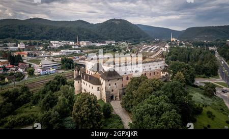 Vue aérienne du château de Zvolen, Slovaquie Banque D'Images