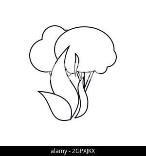 Brûler les arbres forestiers, l'icône de style contour Illustration de Vecteur