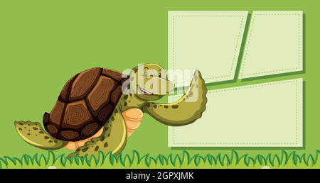 Une tortue sur une note verte Illustration de Vecteur