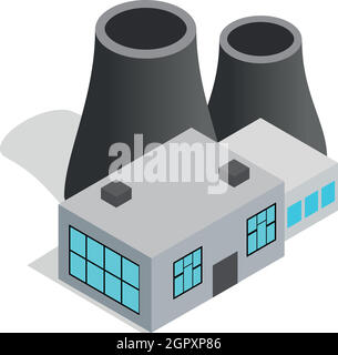 Icône de station d'énergie thermique, style 3D isométrique Illustration de Vecteur