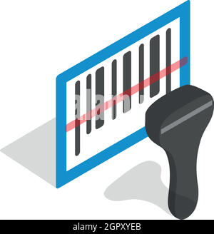 L'icône du lecteur de codes-barres 3D isométrique, style Illustration de Vecteur