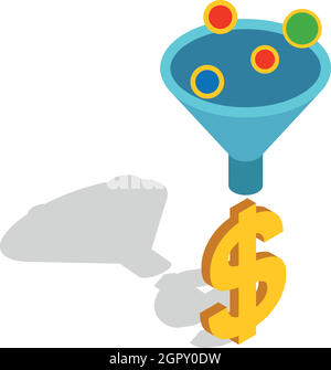 Entonnoir de ventes, l'icône de style 3D isométrique Illustration de Vecteur