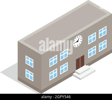 Bâtiment de l'école, l'icône de style 3D isométrique Illustration de Vecteur