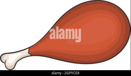 Cuisse de poulet grillée sur l'os, l'icône de style cartoon Illustration de Vecteur