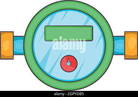 Compteur d'eau dans l'icône de style cartoon Illustration de Vecteur