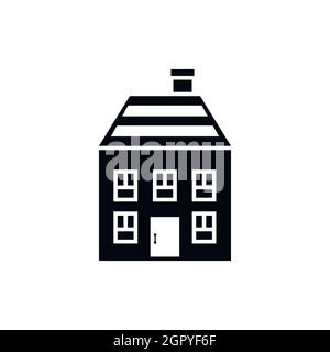 Maison à deux étages avec cheminée, l'icône de style simple. Illustration de Vecteur