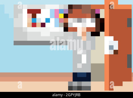 Scène en classe avec un professeur dans la salle Illustration de Vecteur