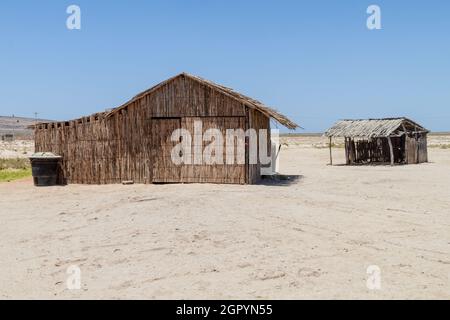 Maisons dans le désert de la Guajira en Colombie. Banque D'Images