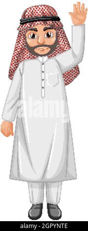 Homme arabe adulte portant un personnage de costume arabe Illustration de Vecteur