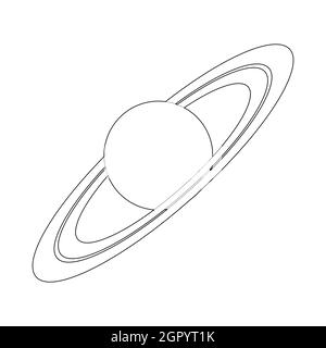 Planète Saturne, l'icône de style contour Illustration de Vecteur