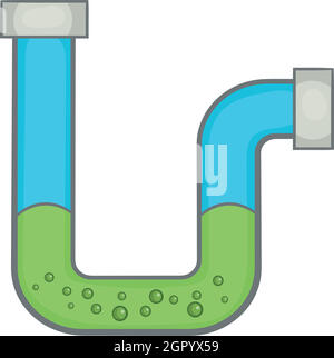 Obstruction de la canalisation, l'icône de style cartoon Illustration de Vecteur