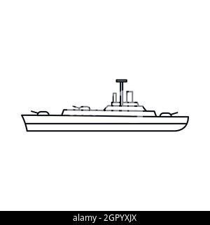 Navire de la marine militaire, l'icône de style contour Illustration de Vecteur