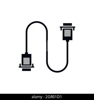 L'icône Ordinateur sur le fil du câble, le style simple Illustration de Vecteur