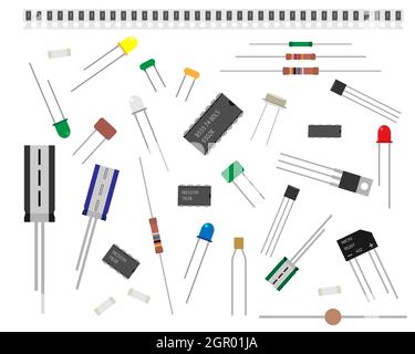 Jeu de pièces radio. Pièces de rechange pour réparation Illustration de Vecteur