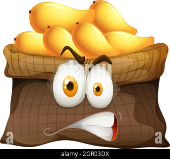 Sac Mango avec visage Illustration de Vecteur