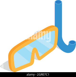 Masque de plongée, l'icône de style 3D isométrique Illustration de Vecteur