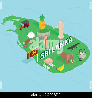 Sri Lanka site concept, style 3D isométrique Illustration de Vecteur