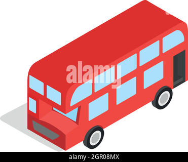 Bus rouge anglais, icône de style 3D isométrique Illustration de Vecteur