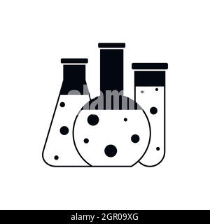Flacons de laboratoire, l'icône de style simple. Illustration de Vecteur