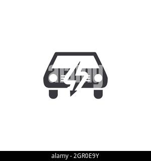Voiture électrique, silhouette de vue avant, icône noire simple isolée sur blanc Illustration de Vecteur