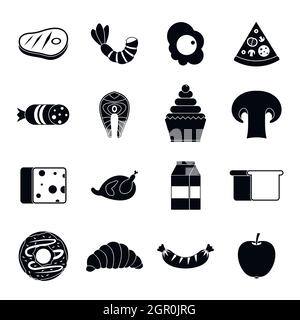 Food icons set, le style simple Illustration de Vecteur