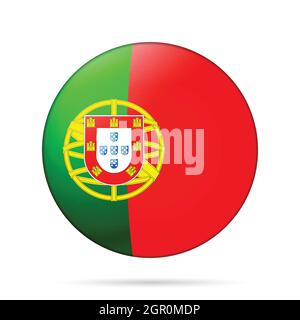 Boule lumineuse en verre avec drapeau du Portugal. Sphère ronde, icône de modèle. Symbole national portugais. Boule brillante réaliste, vecteur abstrait 3D Illustration de Vecteur