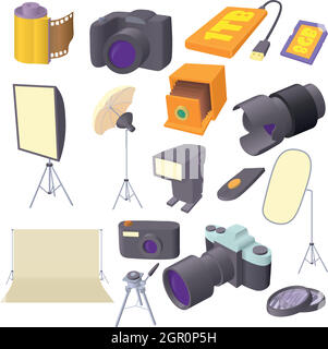 Photo studio icons set, cartoon style Illustration de Vecteur