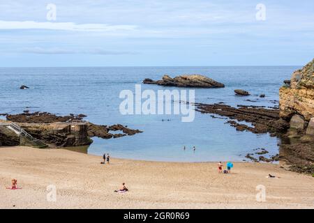 Plage du Port Vieux, Biarritz, Pyrénées-Atlantiques, France Banque D'Images