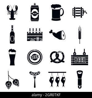 Beer icons set, le style simple Illustration de Vecteur