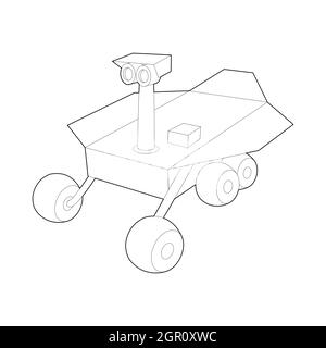 Mars Exploration Rover, icône de style contour Illustration de Vecteur