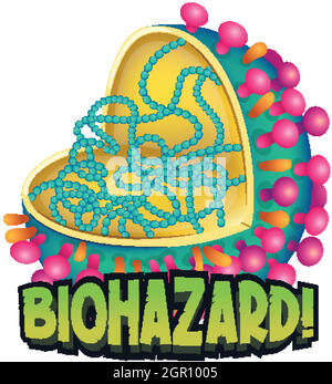 Conception de cellules virales et de mots pour les risques biologiques Illustration de Vecteur