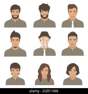 avatars, visages de personnes vecteurs Illustration de Vecteur