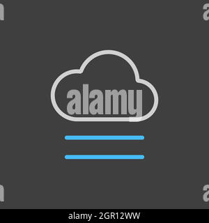 Icône plate de vecteur de brouillard et de nuage sur fond sombre. Panneau météo Illustration de Vecteur