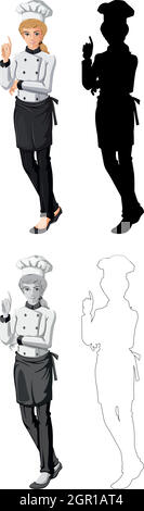 Ensemble de personnages féminins de chef Illustration de Vecteur