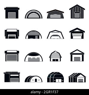 Hangar icons set, simple ctyle Illustration de Vecteur