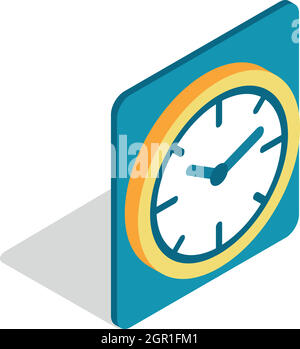 Couleur icône horloge murale, style 3D isométrique Illustration de Vecteur