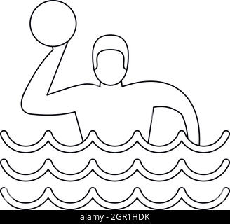 Joueur de water-polo, l'icône de style simple. Illustration de Vecteur