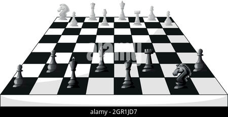Jeu de société d'échecs en noir et blanc Illustration de Vecteur