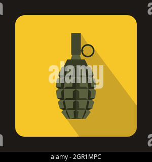 Grenade à main, icône de style plat Illustration de Vecteur