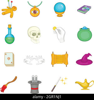 Magic icons set, cartoon style Illustration de Vecteur