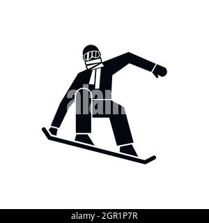 L'icône de snowboarder, le style simple Illustration de Vecteur